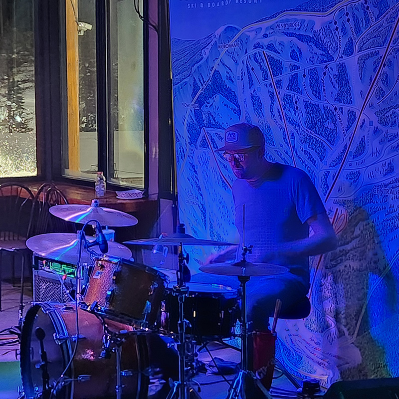 Drummer playing during the mountain music series at Mission Ridge