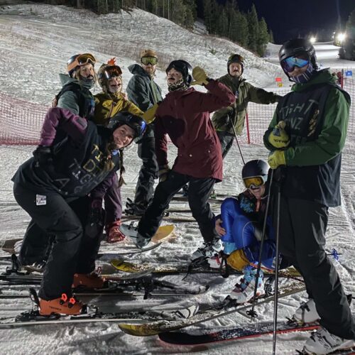 Thursday Night Drags skiers posing for photo