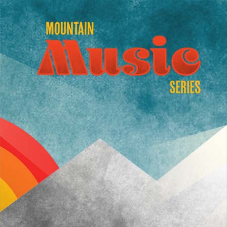 Mountain Music Series graphic with water color theme