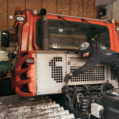 Vehicle Mechanic at Mission Ridge working on a Pisten Bully snowcat.