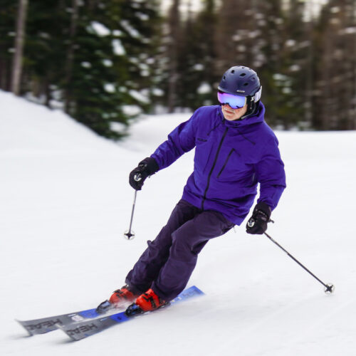 A skier descends the Tumwater ski trail at Mission Ridge.