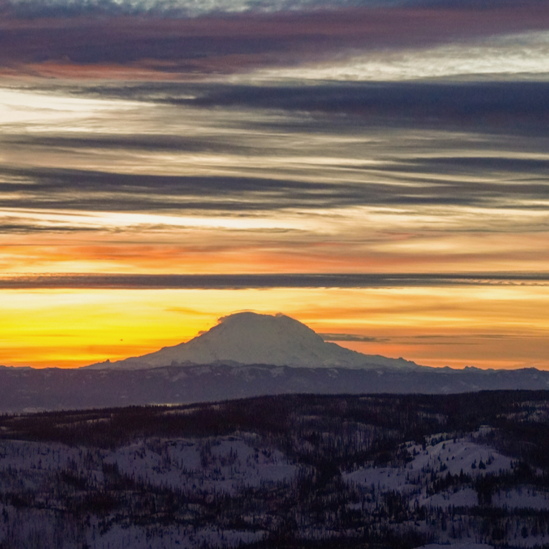 Mountain Rainier at sunset as viewed from Mission Ridge