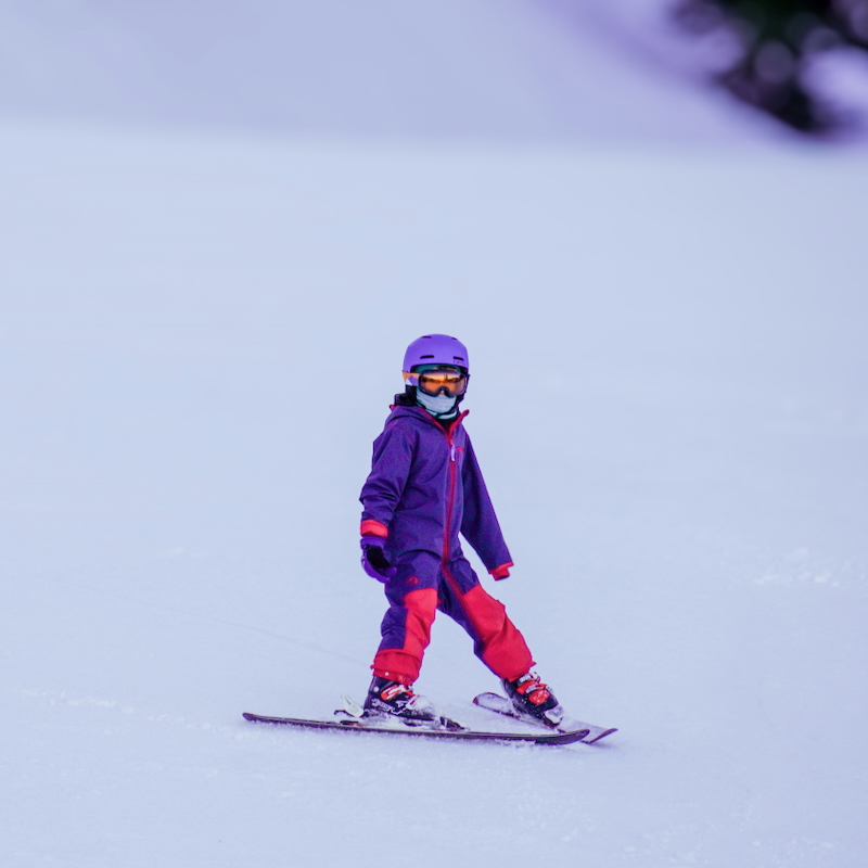 Young Skier descends Tumwater trail in the evening at Mission Ridge.