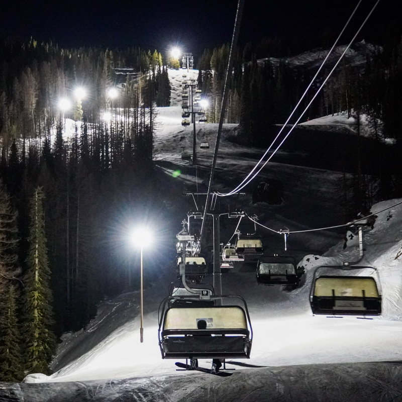 Chair 2 lift to the top at night